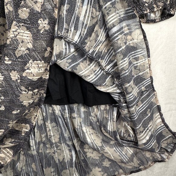 Dizzy Lizzy Black Floral Midi Dress Sz L Smocked Empire Waist Long Sleeve NWOT - Picture 12 of 14